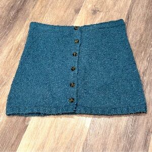 Urban Outfitters UO Blue Gray Aster Fuzzy Knit Button-Up Mini Skirt Textured M